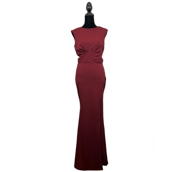Simply Women’s Evening Gown Crisscross Burgundy Cutout/Ruched Size-M NWT - Picture 1 of 12